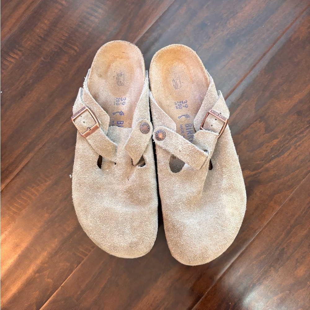 Birkenstock Boston Soft Footbed suede clogs | taupe suede